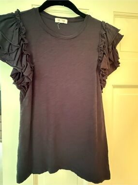 Goldie Navy Ruffle Sleeve Tee